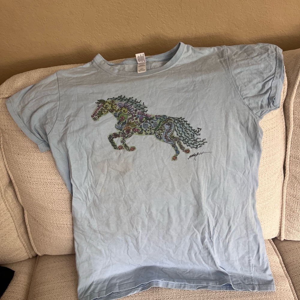 Light Blue T-Shirt with Horse Design